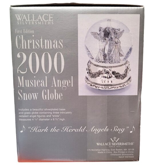 Wallace Silversmith 2000 Silver Musical Angel Snow Globe 1st Edition Christmas - Picture 6 of 6